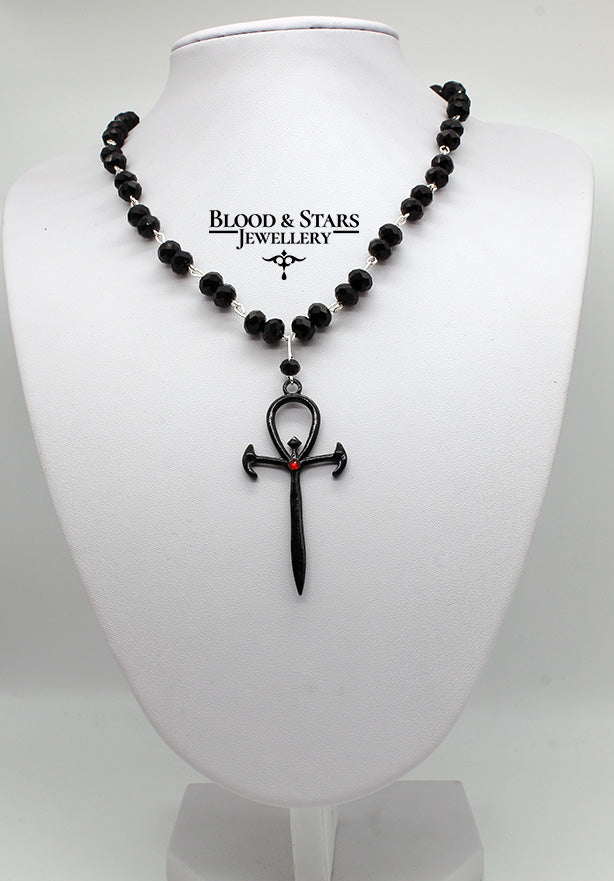 Vampire Ankh Beaded Necklace