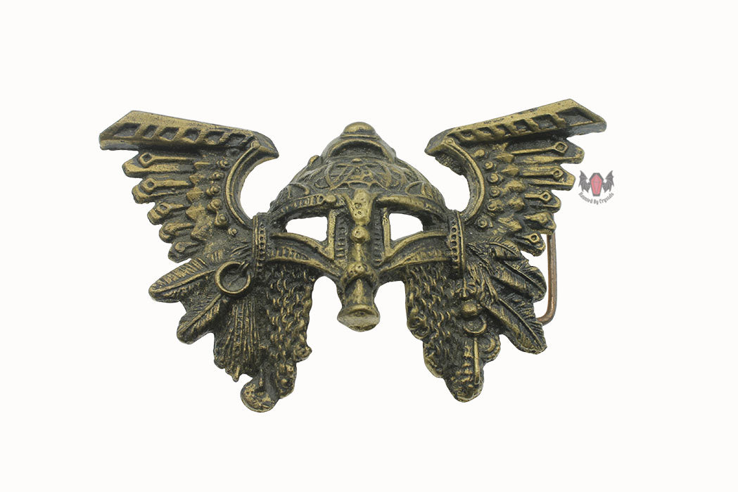 Viking Helmet Belt Buckle Bronze PAGAN Pewter