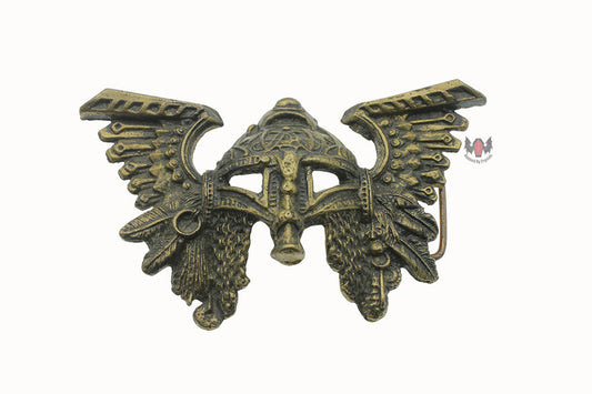 Viking Helmet Belt Buckle Bronze PAGAN Pewter