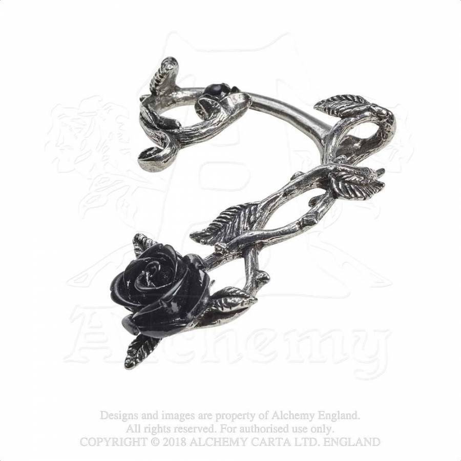 Wild Black Rose Ear Wrap Earring E410