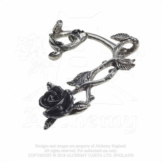 Wild Black Rose Ear Wrap Earring E410